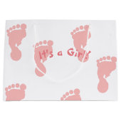 Het is een Girl Pink Footprint Patterned Groot Cadeauzakje (Voorkant)