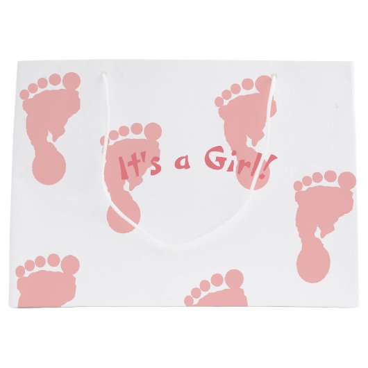 Het is een Girl Pink Footprint Patterned Groot Cadeauzakje (Voorkant)