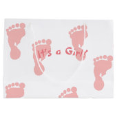 Het is een Girl Pink Footprint Patterned Groot Cadeauzakje (Achterkant)