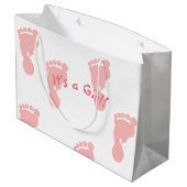 Het is een Girl Pink Footprint Patterned Groot Cadeauzakje (Achterkant Gekanteld)