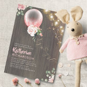 Het is een Girl Pink Gold Balloon Rustic Baby show Kaart