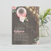 Het is een Girl Pink Gold Balloon Rustic Baby show Kaart (Staand voorkant)