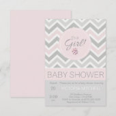 Het is een Girl Pink/Gray Chevron Baby shower Kaart (Voorkant / Achterkant)
