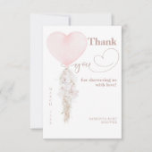 Het is een Girl Pink Heart Ballon Baby shower Bedankkaart (Voorkant)