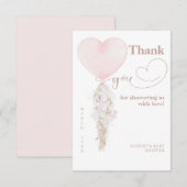 Het is een Girl Pink Heart Ballon Baby shower Bedankkaart (Voorkant / Achterkant)