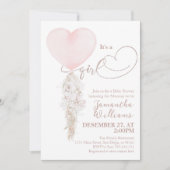 Het is een Girl Pink Heart Ballon Baby shower Kaart (Voorkant)