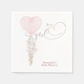 Het is een Girl Pink Heart Ballon Baby shower Servet (Voorkant)