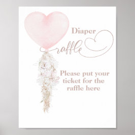 Het is een Girl Pink Heart Balloon Baby shower dia Poster