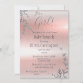 Het is een GIRL Pink Metallic Baby shower Brunch Kaart (Voorkant)