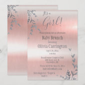 Het is een GIRL Pink Metallic Baby shower Brunch Kaart (Voorkant / Achterkant)