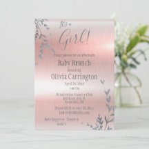 Het is een GIRL Pink Metallic Baby shower Brunch