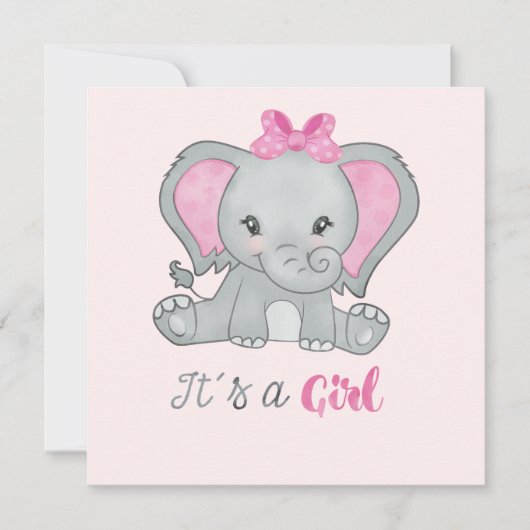 Het is een 'Girl Pink Photo Elephant Birth Announc (Voorkant)