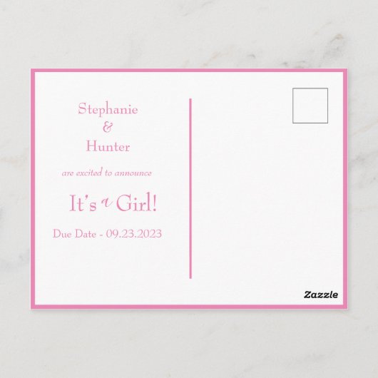 Het is een Girl Pink Polkadot Baby Gender onthulli Briefkaart (Achterkant)