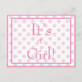 Het is een Girl Pink Polkadot Baby Gender onthulli Briefkaart (Voorkant)