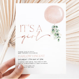 Het is een Girl Pink Rose Gold Baby shower Kaart