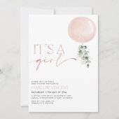 Het is een Girl Pink Rose Gold Baby shower Kaart (Voorkant)