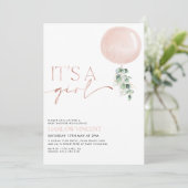 Het is een Girl Pink Rose Gold Baby shower Kaart (Staand voorkant)