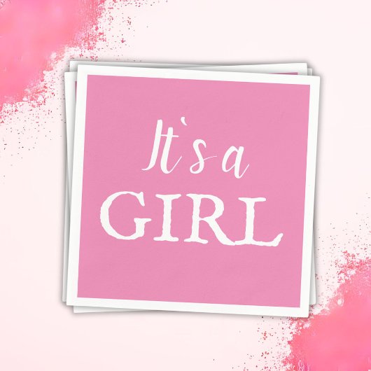 Het is een Girl Pink Script Baby Girl Baby shower Servet