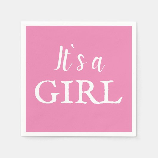 Het is een Girl Pink Script Baby Girl Baby shower Servet (Voorkant)