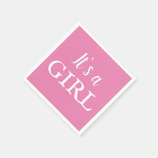 Het is een Girl Pink Script Baby Girl Baby shower Servet (Hoek)