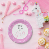 Het is een Girl Pink Star Pattern-Baby shower Papieren Bordje (Feest)