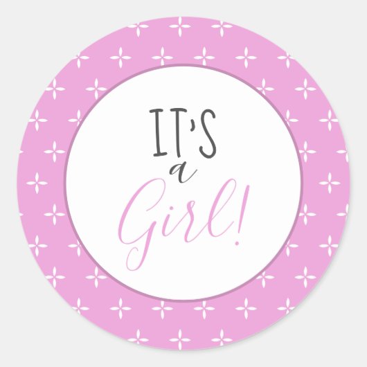 Het is een Girl Pink Star Pattern-Baby shower Ronde Sticker (Voorkant)