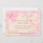 Het is een Girl Pink Waterverf Floral Baby shower Kaart (Voorkant)