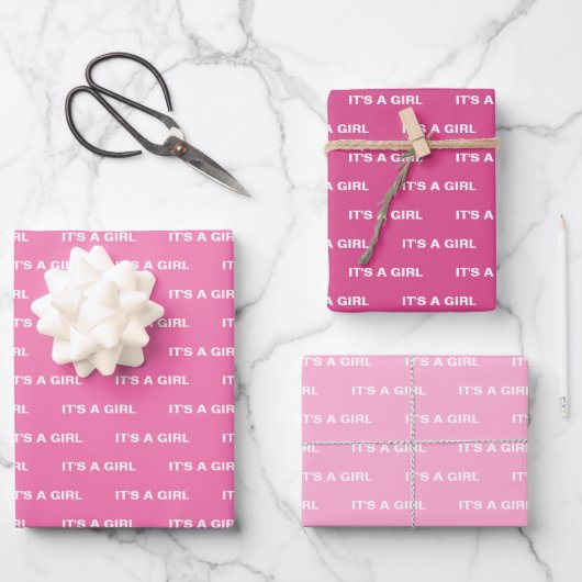 Het is een Girl Pink Wrapping Paper Sheets (Voorkant)