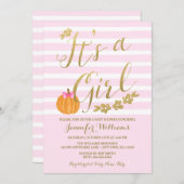 Het is een Girl Pumpkin Herfst Baby shower Kaart (Voorkant / Achterkant)
