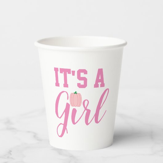 Het is een Girl Pumpkin Papieren Bekers (Voorkant)