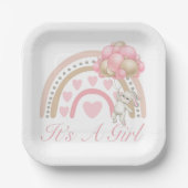 Het is een Girl Rainbow Pink Baby shower Papieren Bordje (Voorkant)