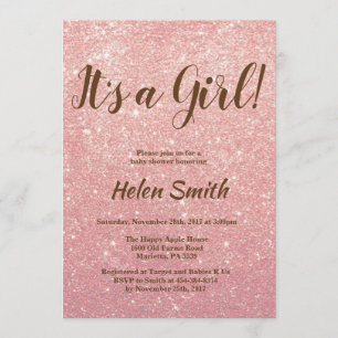 Het is een Girl Roos Gold Pink Glitter Baby shower Kaart