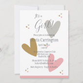 Het is een GIRL roze hart Modern Eenvoudig Baby sh Kaart (Voorkant)