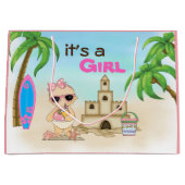 Het is een Girl Sandcastle Surfboard Baby shower Groot Cadeauzakje (Voorkant)