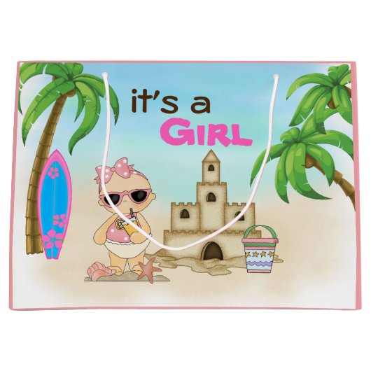 Het is een Girl Sandcastle Surfboard Baby shower Groot Cadeauzakje (Voorkant)