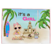 Het is een Girl Sandcastle Surfboard Baby shower Groot Cadeauzakje (Achterkant)