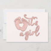 Het is een Girl Script New Baby Roos Feet Heart Bl Kaart (Achterkant)
