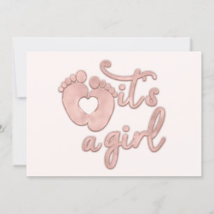 Het is een Girl Script New Baby Roos Feet Heart Bl Kaart