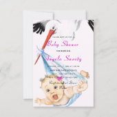 Het is een Girl Shower Invitation Stork die Baby v (Voorkant)