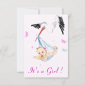 Het is een Girl Shower Invitation Stork die Baby v (Achterkant)