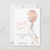 Het is een Girl Simple Elephant & Balloon Baby sho Bedankkaart (Voorkant)