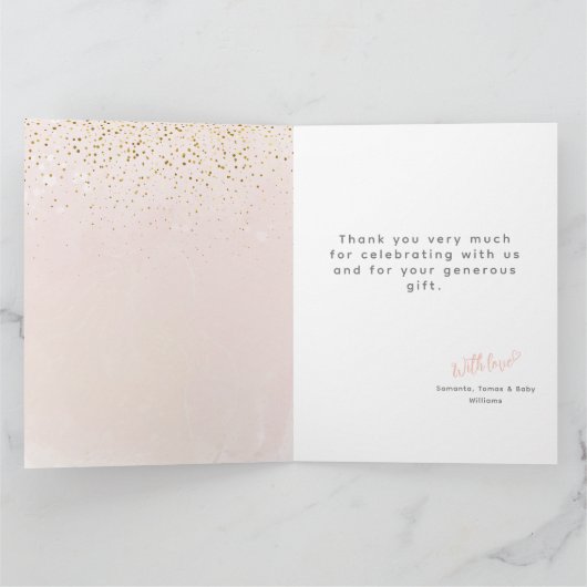 Het is een Girl Simple Elephant & Balloon Baby sho Bedankkaart (Binnen)