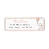 Het is een Girl Simple Elephant & Balloon Baby sho Etiket (Voorkant)