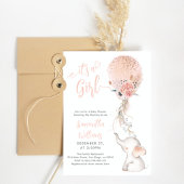 Het is een Girl Simple Elephant & Balloon Baby sho Kaart