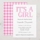 Het is een Girl Simple Pink en White Baby shower Kaart (Voorkant / Achterkant)