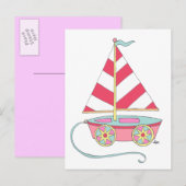 Het is een Girl Speelgoed Sailboat Briefkaart (Voorkant / Achterkant)