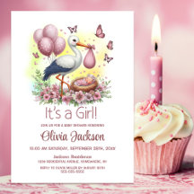 Het is een Girl Stork Baby shower