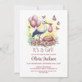 Het is een Girl Stork Baby shower Kaart (Voorkant)