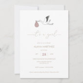 Het is een Girl Stork Baby shower Uitnodiging (Voorkant)