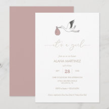 Het is een Girl Stork Baby shower Uitnodiging